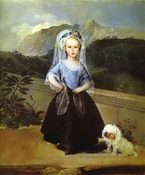 Portait de Marie Teresa de Borbon et Vallabriga Francisco de Goya enfants animaux Peintures à l'huile
